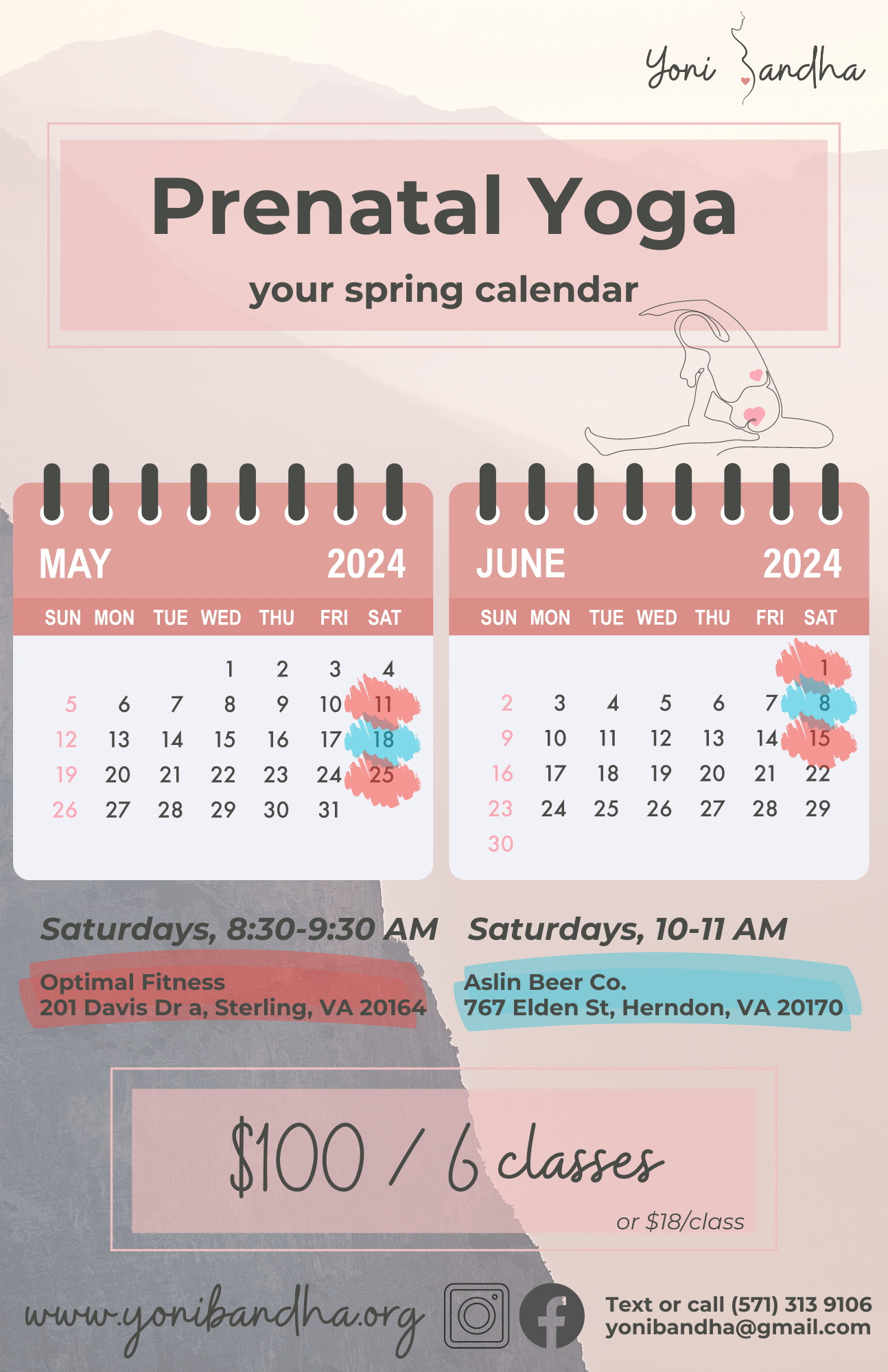 Prenatal Yoga Spring Schedule